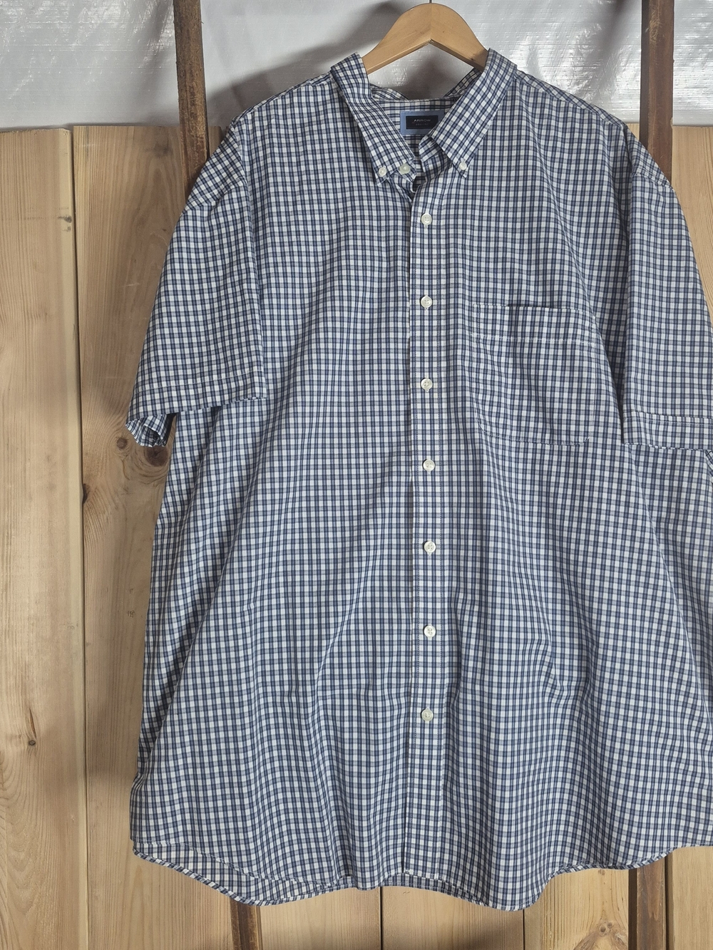 Arrow Men's Blue and White Check Button-Down Shirt